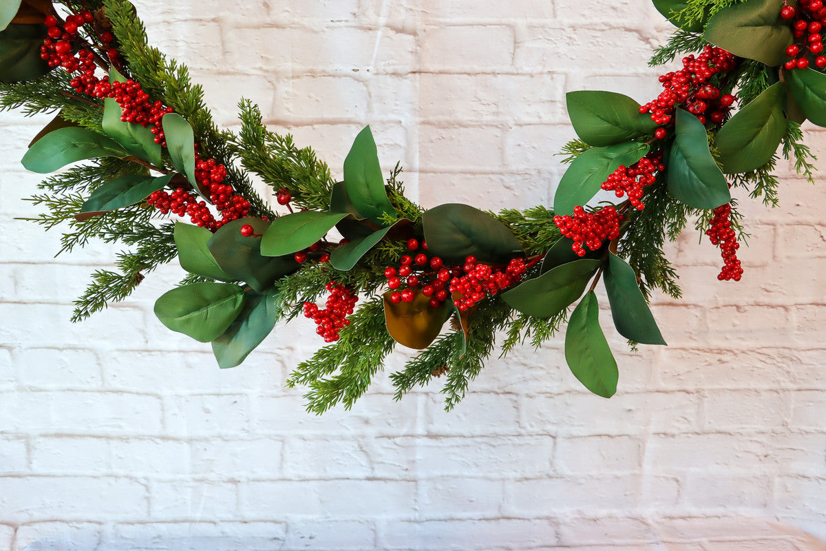 Berry and Cedar Garland, Red and Green, 180 cm