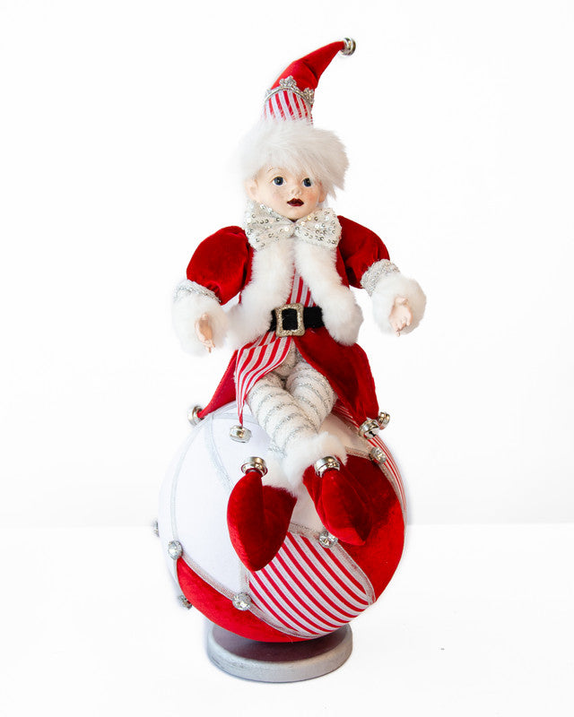 Elf on a Ball Table Decoration, Red and White, 40 cm