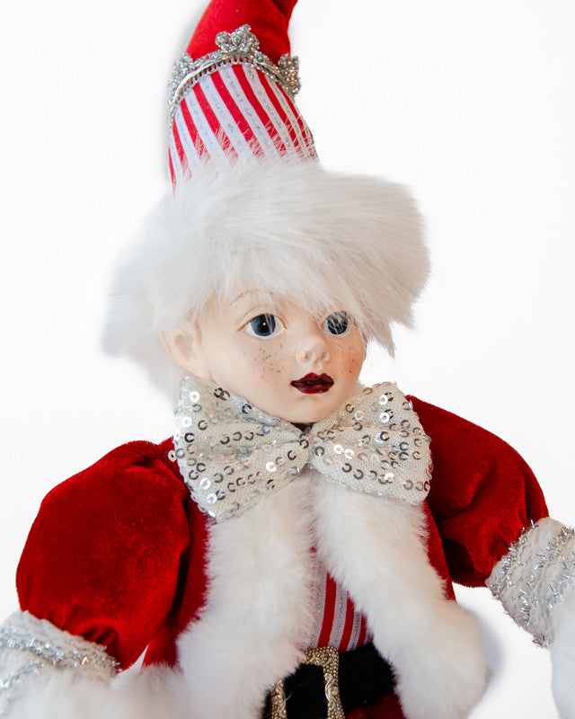 Elf on a Ball Table Decoration, Red and White, 40 cm