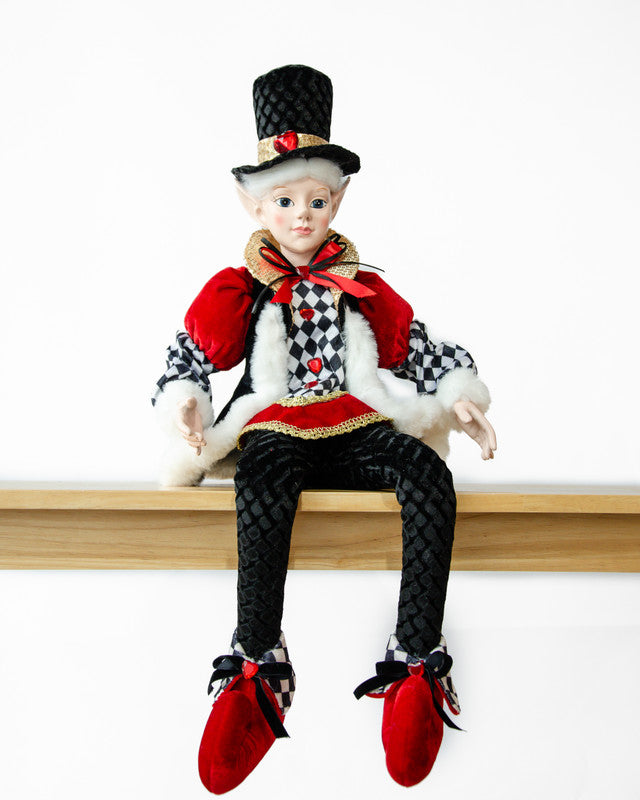 Caroller Christmas Elf, Black and Red, 65 cm