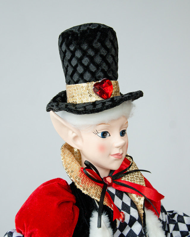 Caroller Christmas Elf, Black and Red, 65 cm