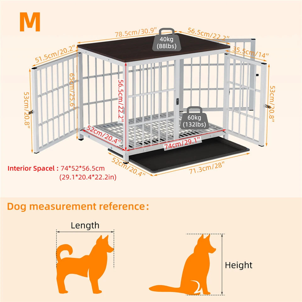 P&P White Walnut XL Dog Crate with Furniture Style Top
