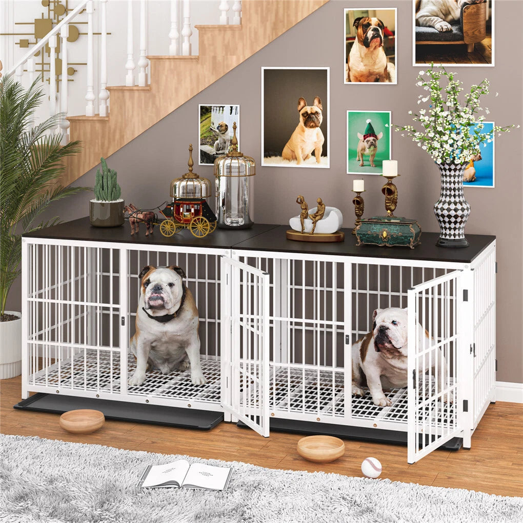P&P White Walnut XL Dog Crate with Furniture Style Top