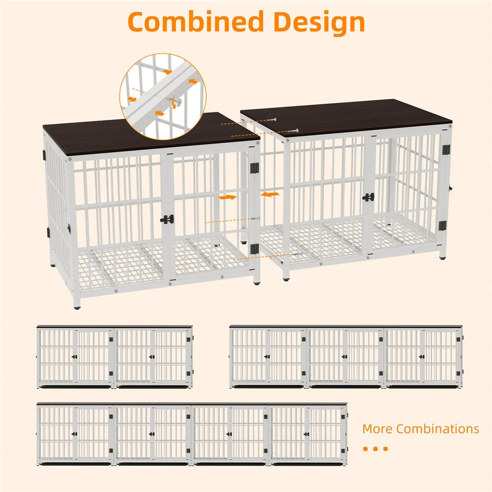 P&P White Walnut XL Dog Crate with Furniture Style Top