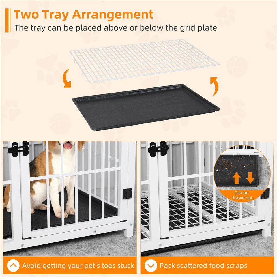 P&P White Walnut XL Dog Crate with Furniture Style Top