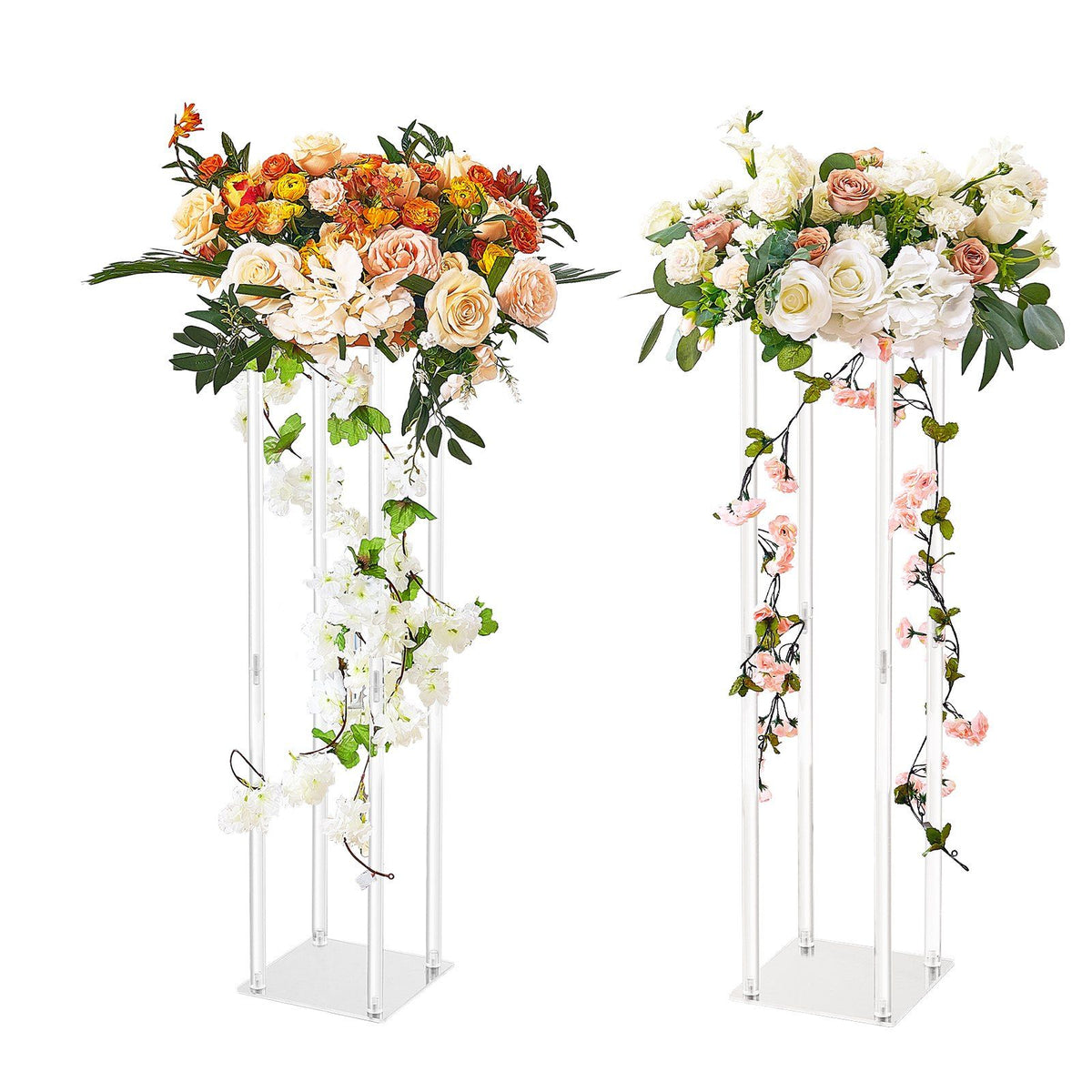 Acrylic Geometric Flower Stand Column, 80 cm, 2 Pack
