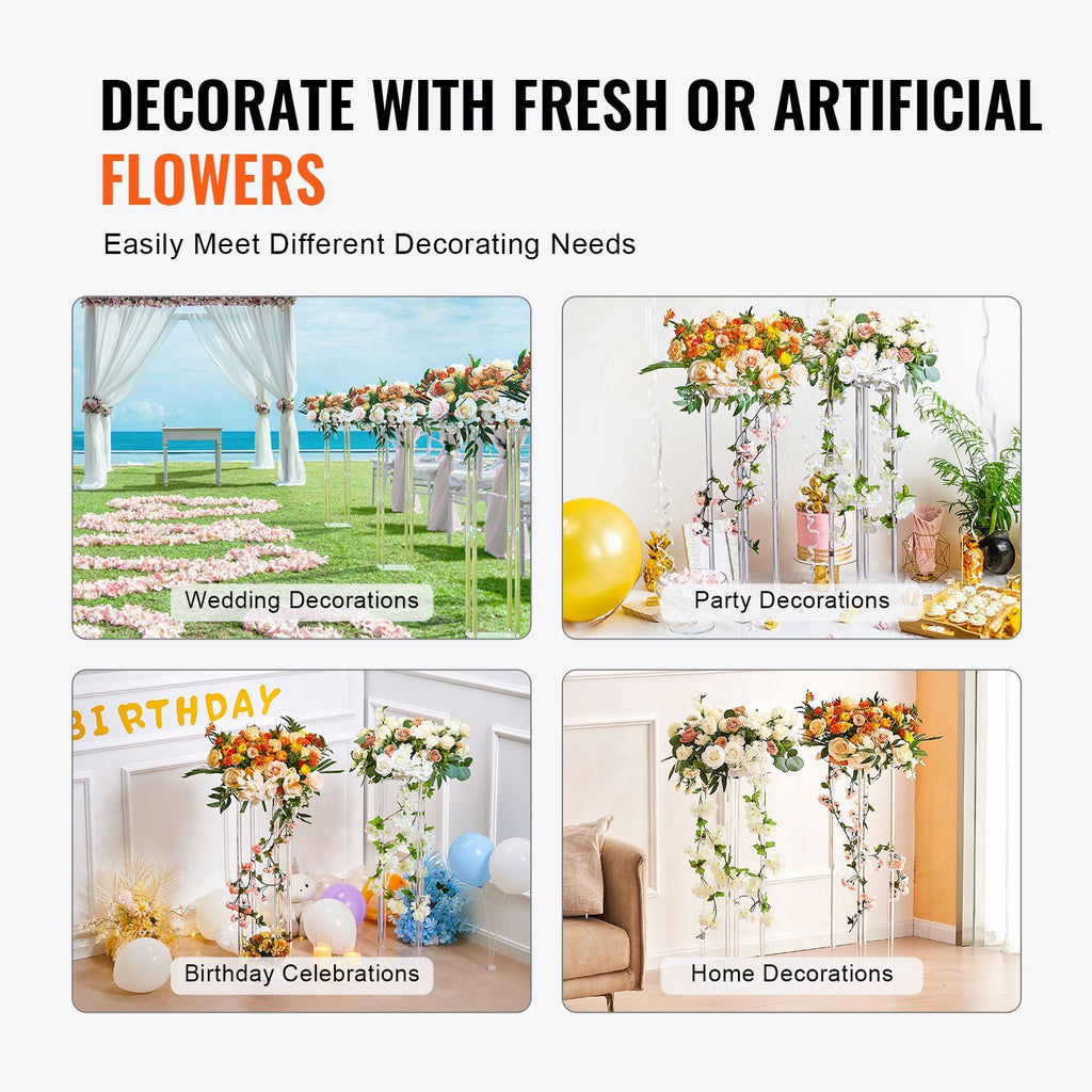 Acrylic Geometric Flower Stand Column, 80 cm, 2 Pack