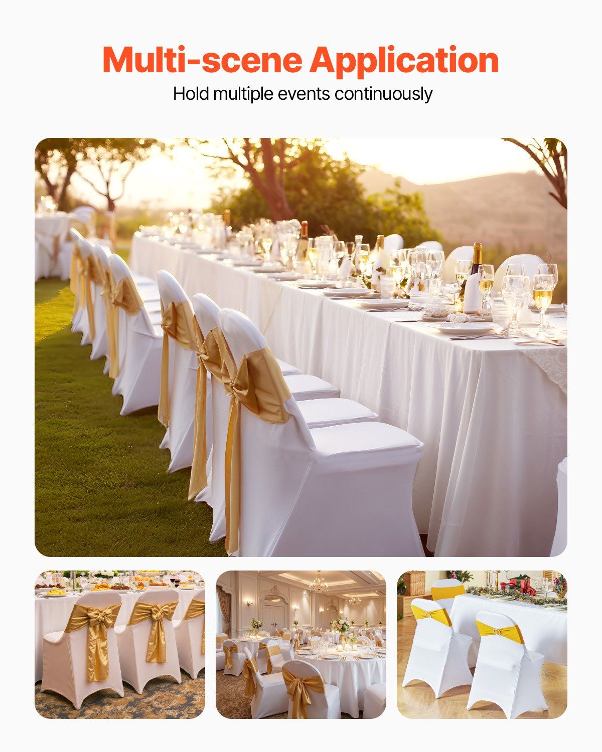 Stretch Spandex Folding Chair Covers, White, 12 Pack