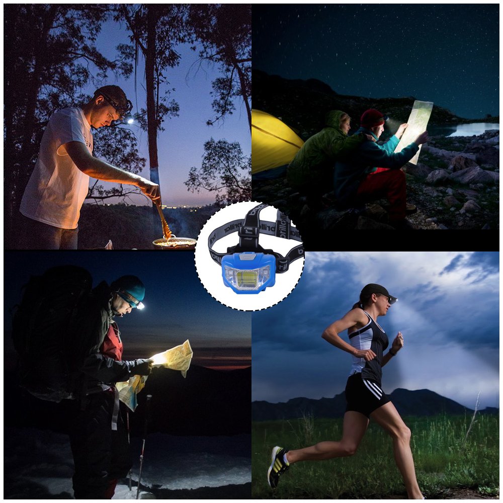 5 Mode Headlamp with COB LED Technology-Blue/Black