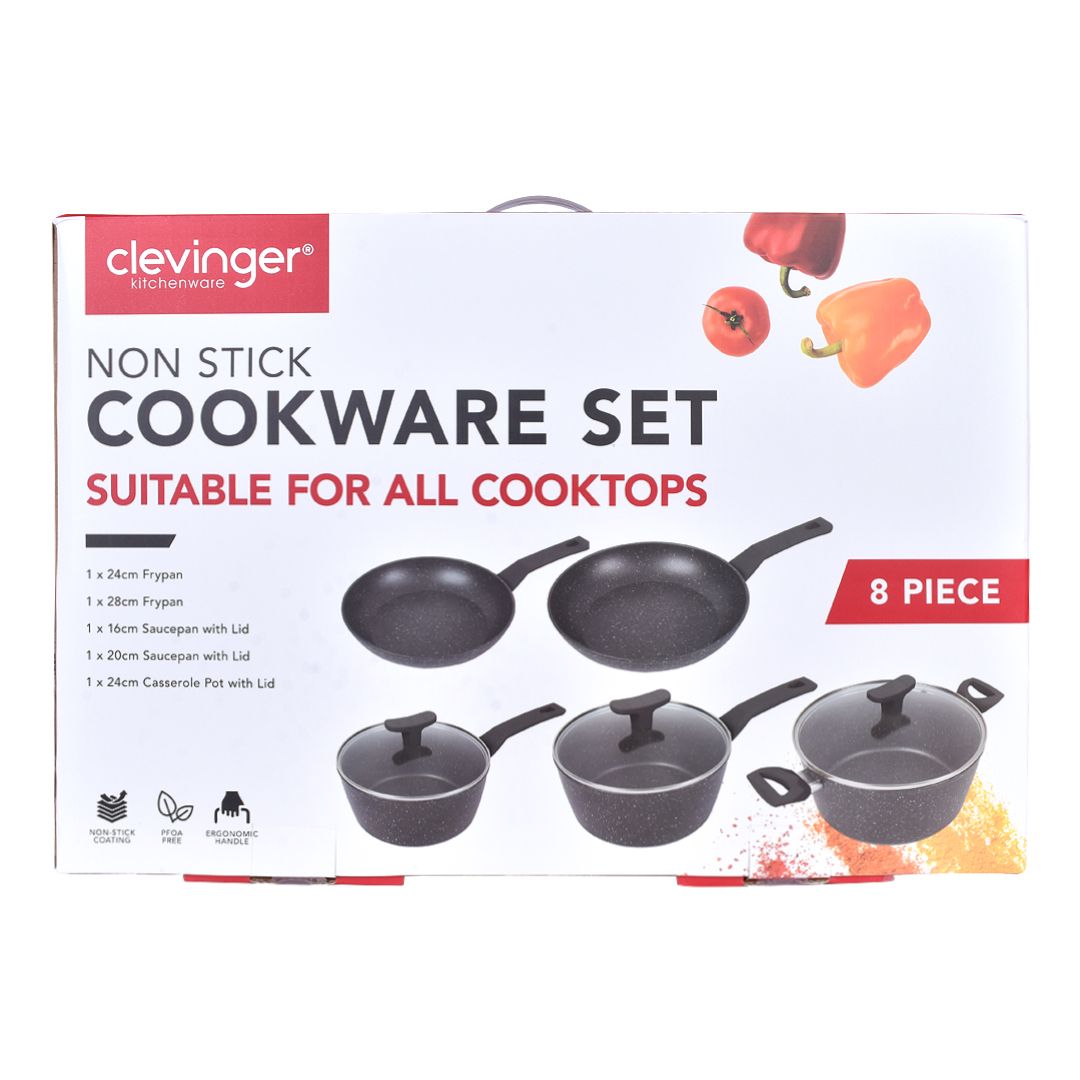 Clevinger Marble Non-Stick Cookware Set, 8 Pieces