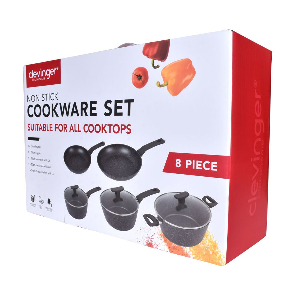 Clevinger Marble Non-Stick Cookware Set, 8 Pieces