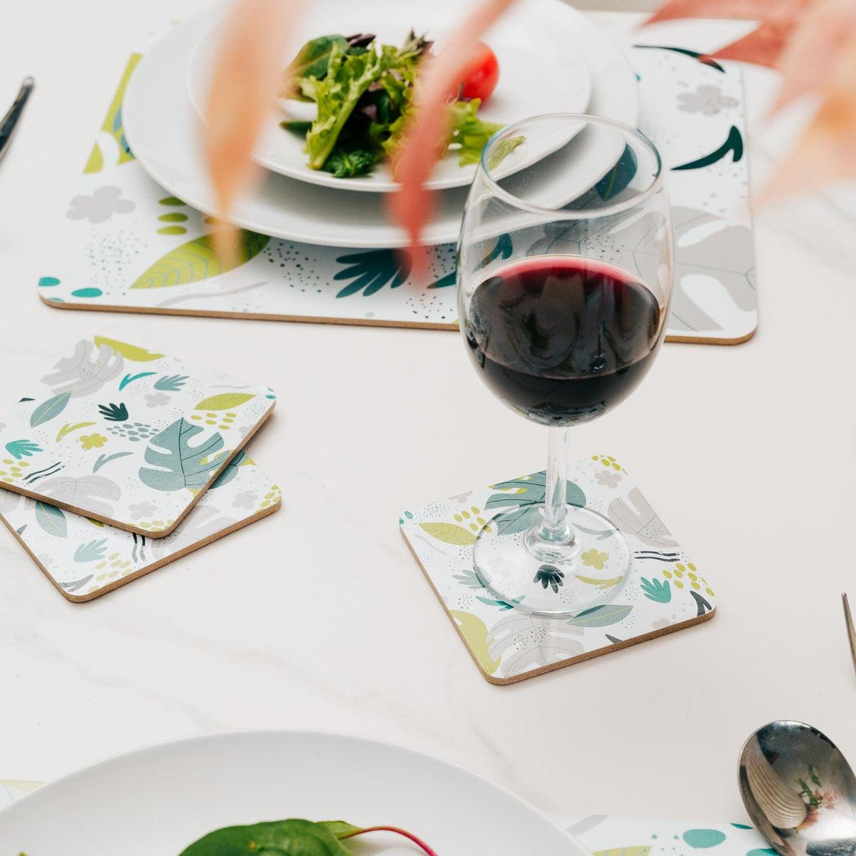 Clevinger Monstera MDF Placemats and Coasters, 8 Piece Set