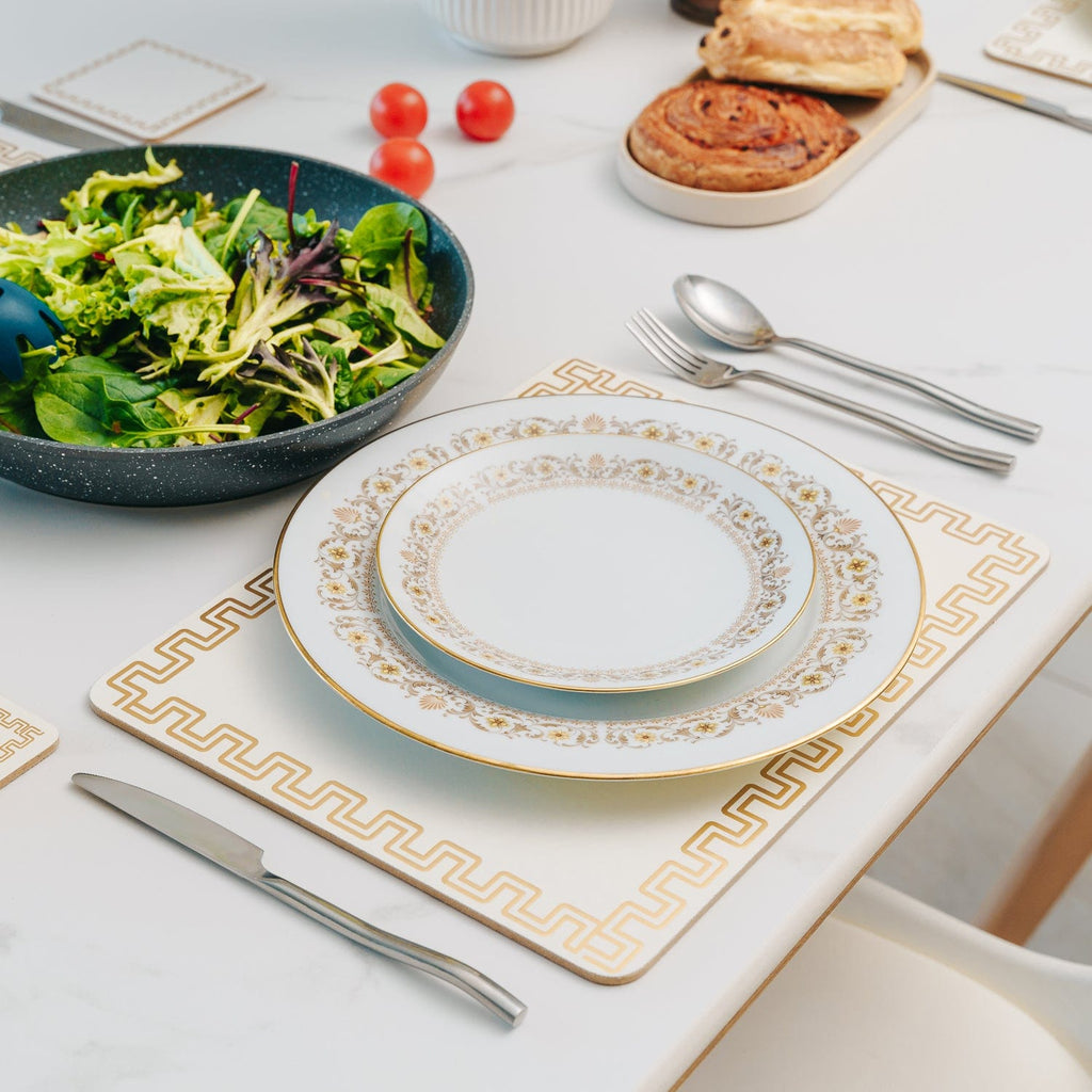 8 Pcs Clevinger MDF Placemats and Coasters Gold Border
