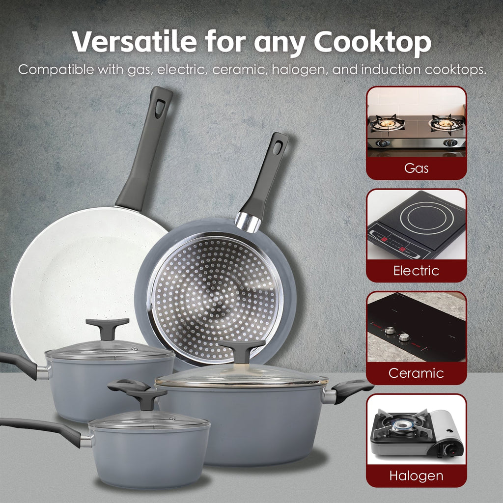 Clevinger Marble Non-Stick Cookware Set with Glass Lids, 8 Pieces