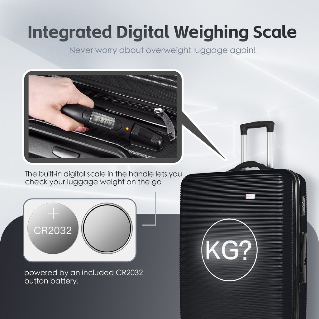 24" Digital Weighing Scale and USB Charging Port Lightweight Luggage