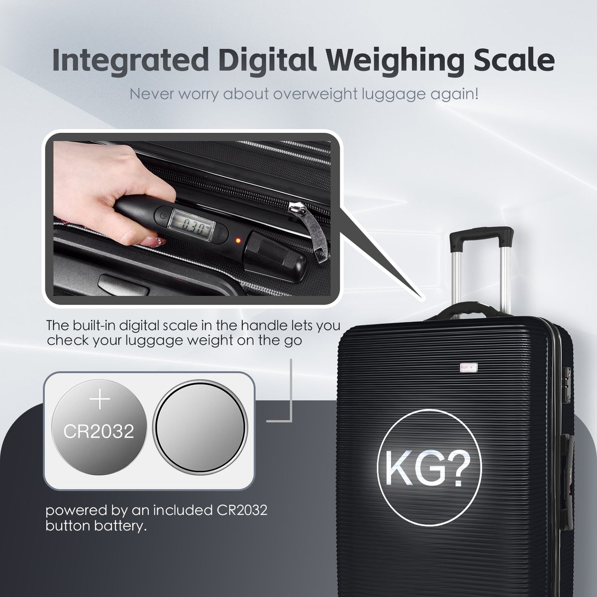 24" Digital Weighing Scale and USB Charging Port Lightweight Luggage
