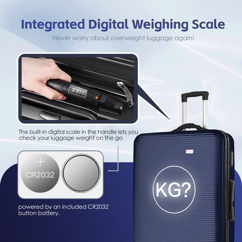 24" Digital Weighing Scale and USB Charging Port Lightweight Luggage