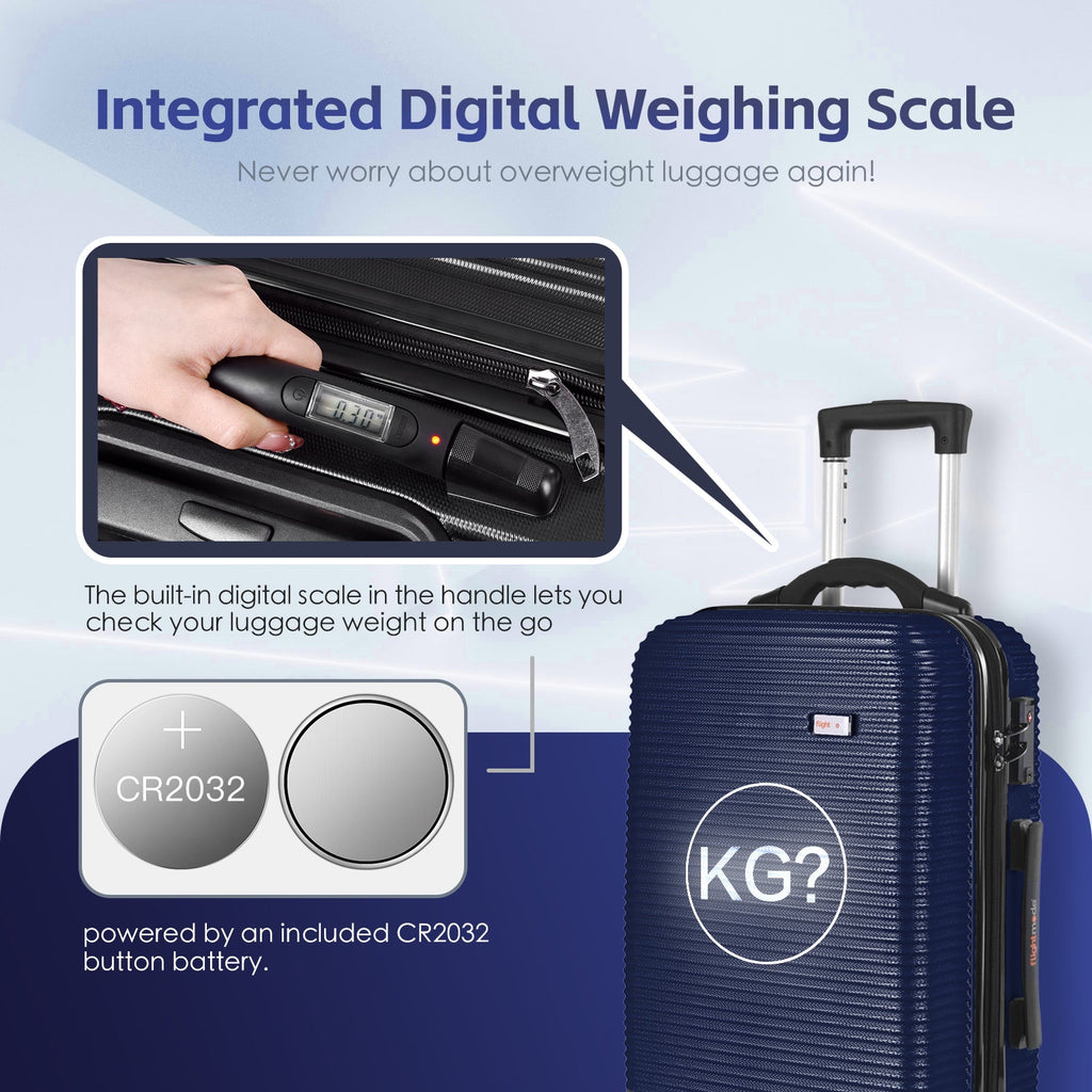 20" Digital Weighing Scale and USB Charging Port Lightweight Carry-on