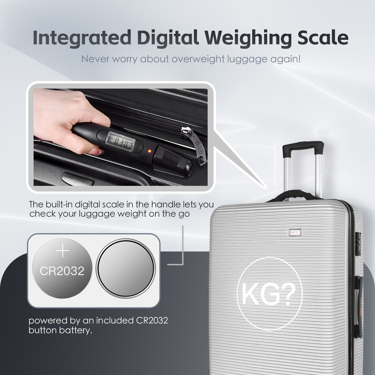 3 pcs 20"/24"/28" Digital Weighing Scale and USB Charging Port