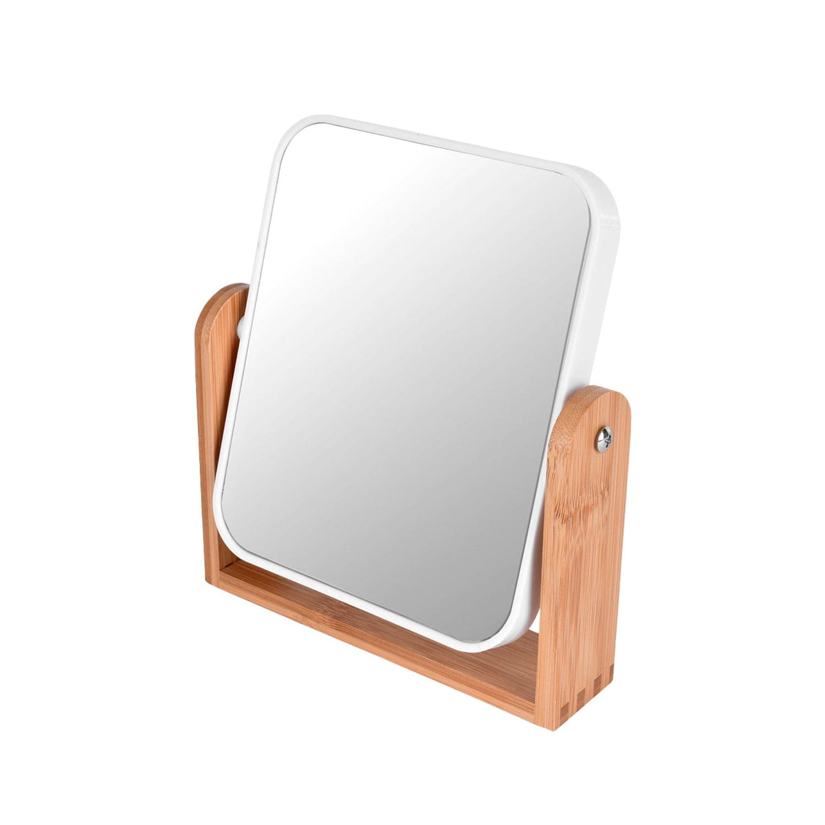 Bamboo Stand Double-Sided Makeup Mirror, 1x and 3x, 18 x 21 cm