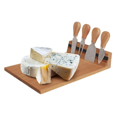 Bamboo Cheese Board and Knife Set, 30 x 20 cm