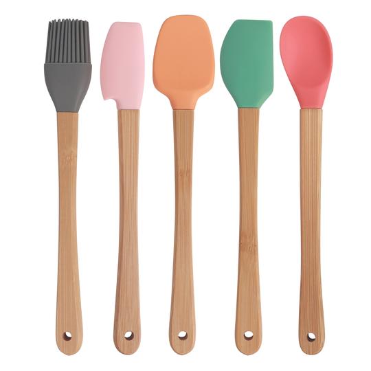 Mini Silicone and Bamboo Utensil Set, 5 Pieces
