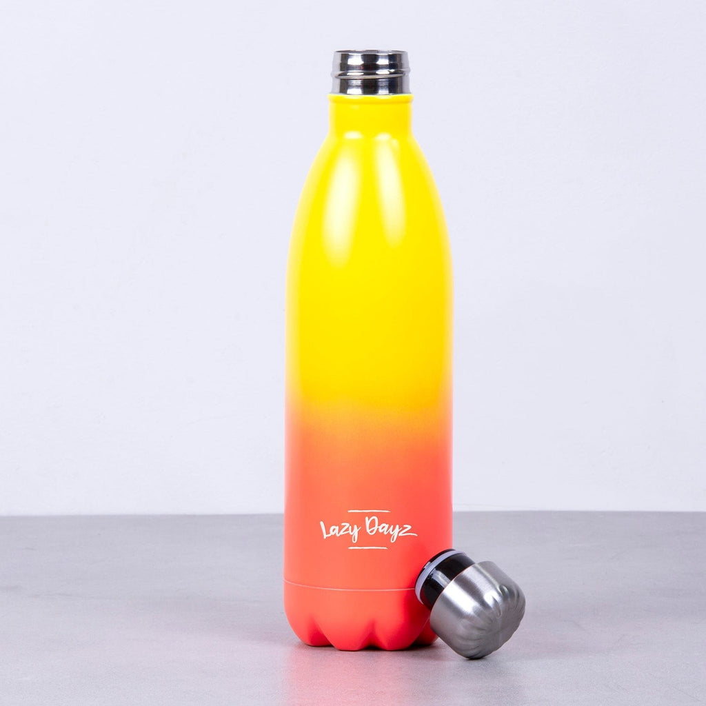 Lazy Dayz Jumbo Stainless Steel Drink Bottle, Yellow Peach Ombre, 1 L