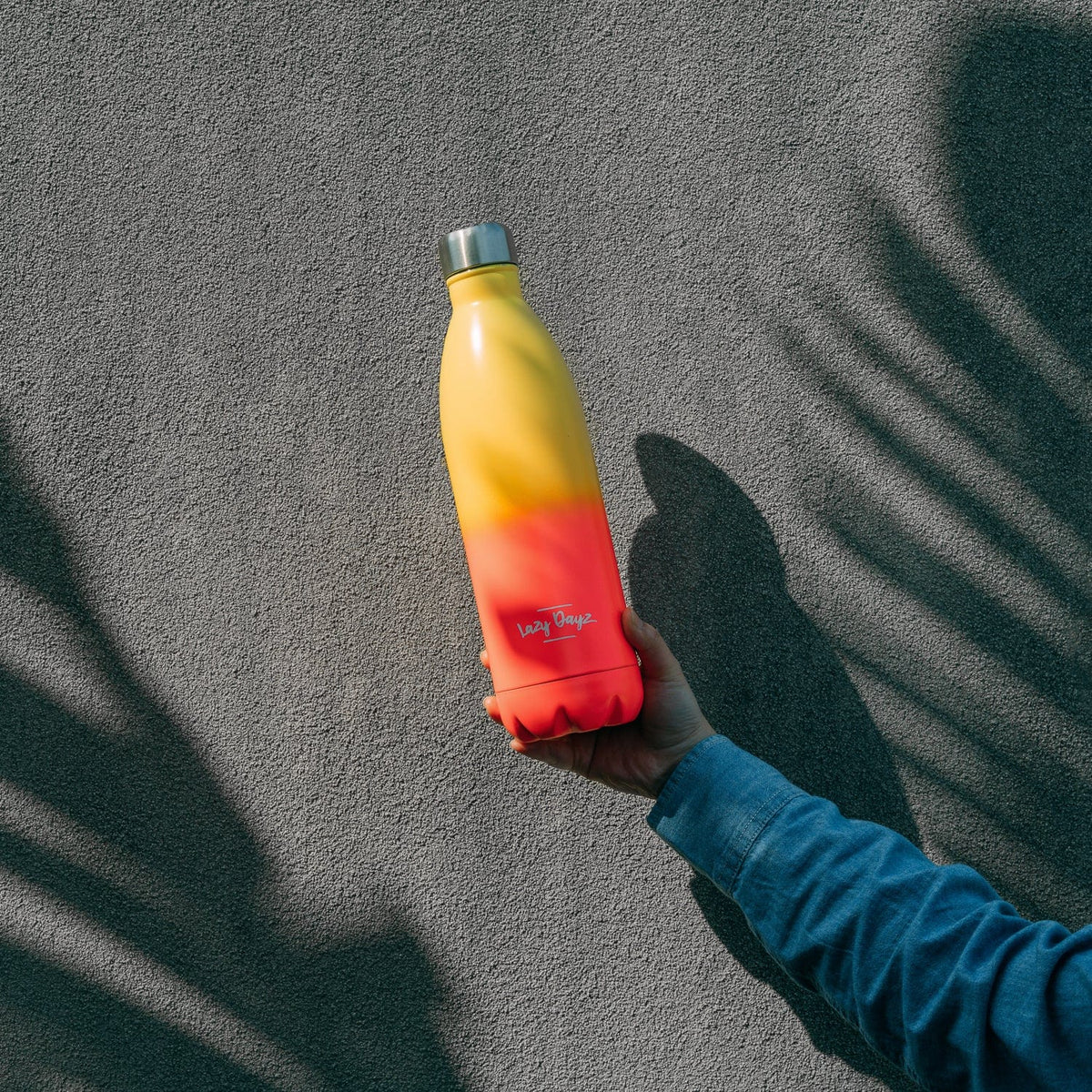 Lazy Dayz Jumbo Stainless Steel Drink Bottle, Yellow Peach Ombre, 1 L