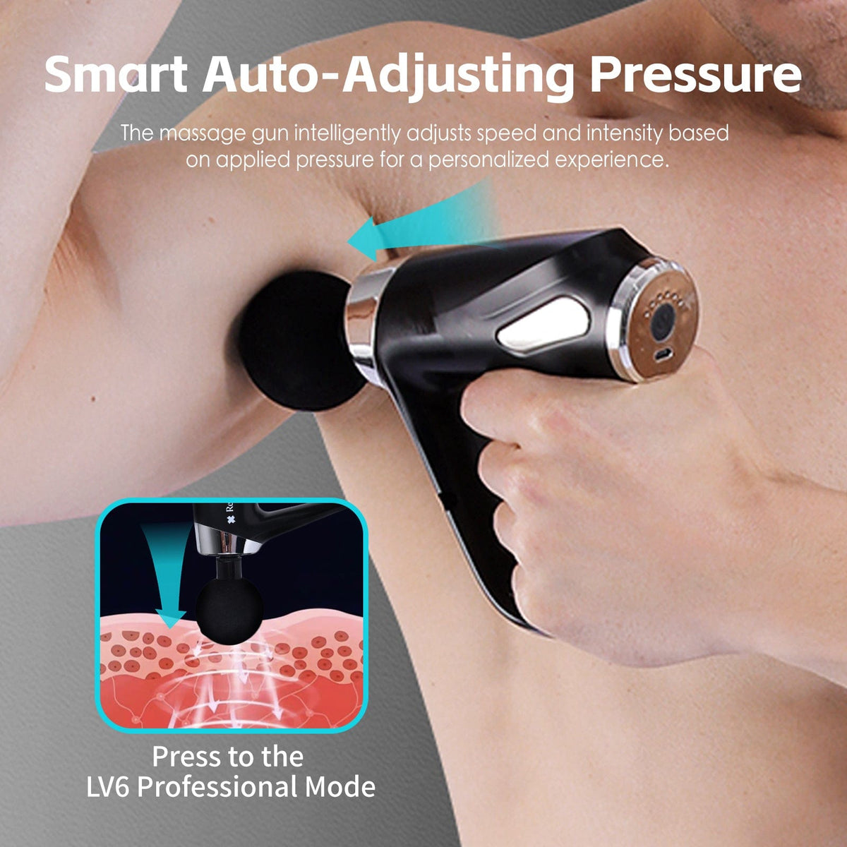 Remology 6 Adaptive Speed USB-C Massage Gun with 4 Heads