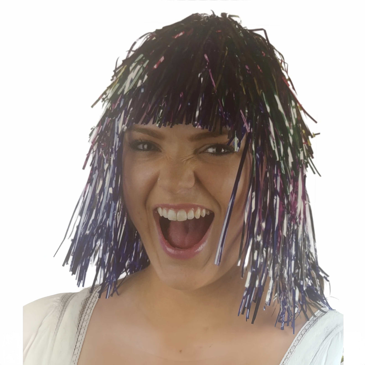 Multicoloured Tinsel Wig