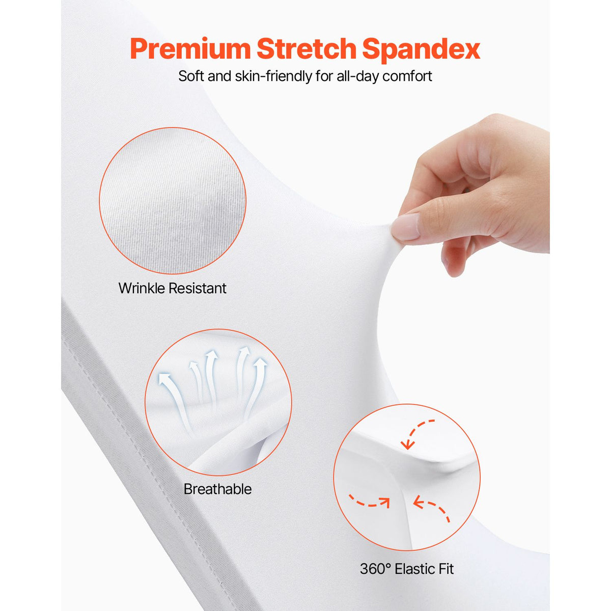 VEVOR Stretch Spandex Banquet Chair Covers, White, 50 Pack