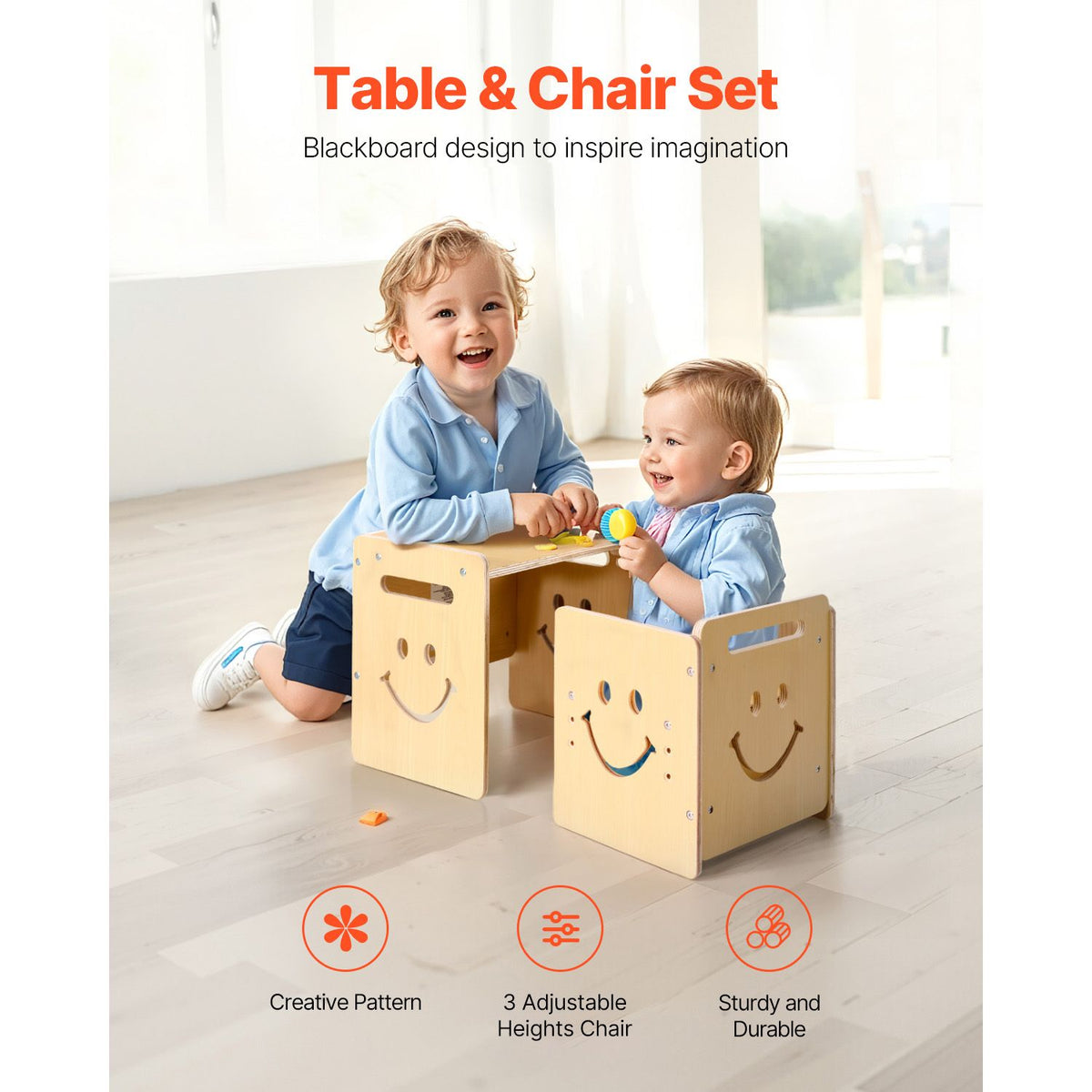 VEVOR Montessori Weaning Table and Chair Set with Chalkboard