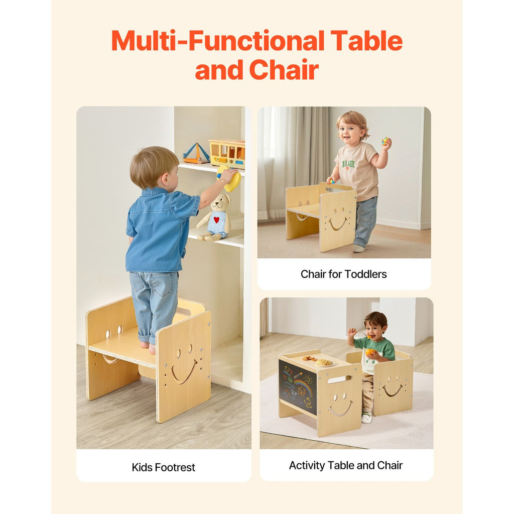 VEVOR Montessori Weaning Table and Chair Set with Chalkboard