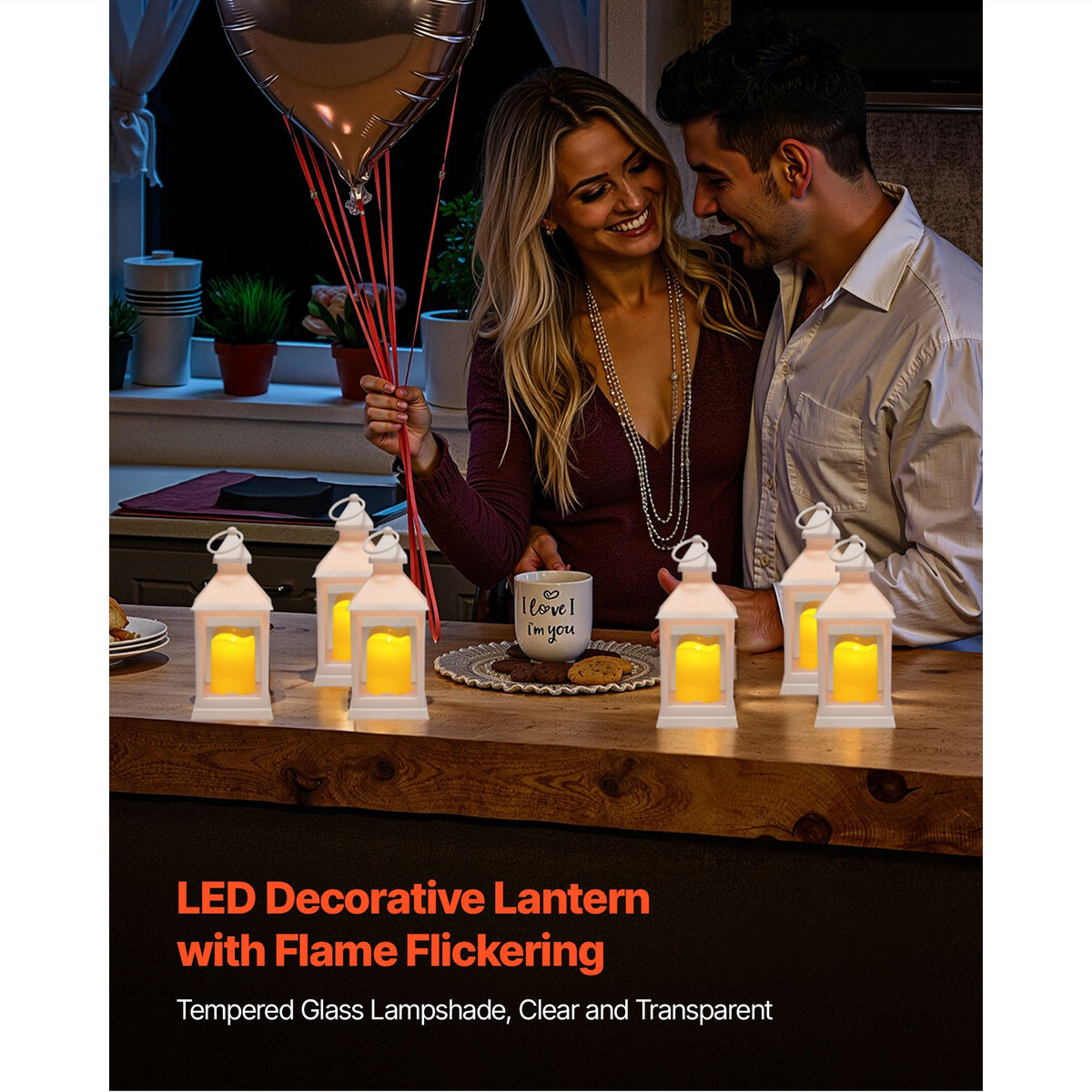 VEVOR LED Flameless Candle Lanterns, White, 12 Pack