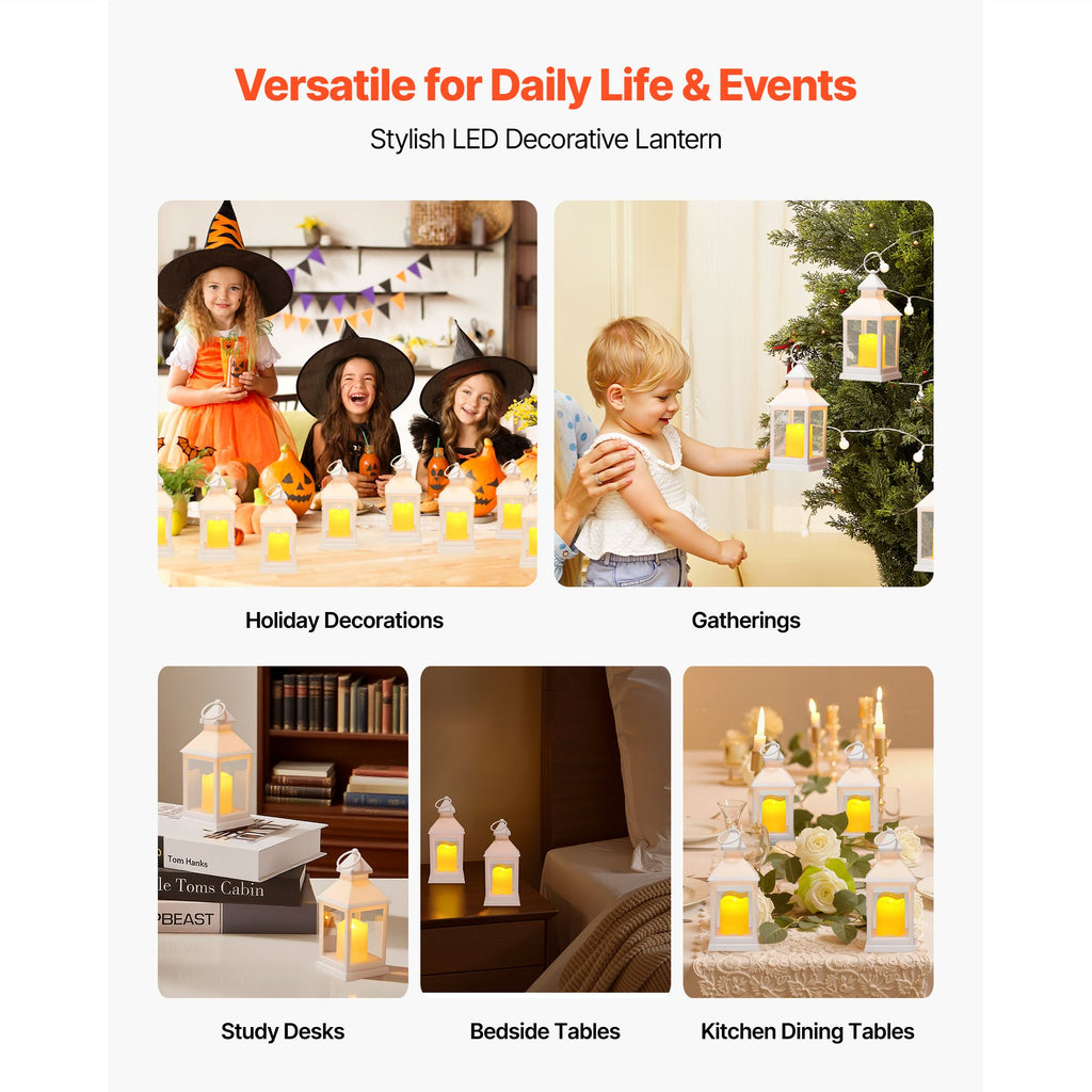 VEVOR LED Flameless Candle Lanterns, White, 12 Pack