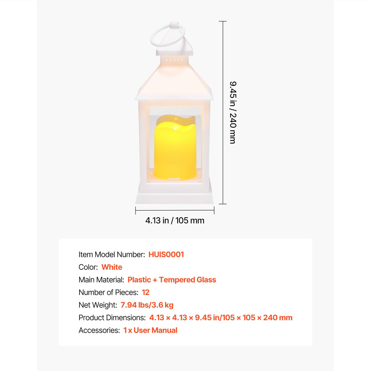 VEVOR LED Flameless Candle Lanterns, White, 12 Pack