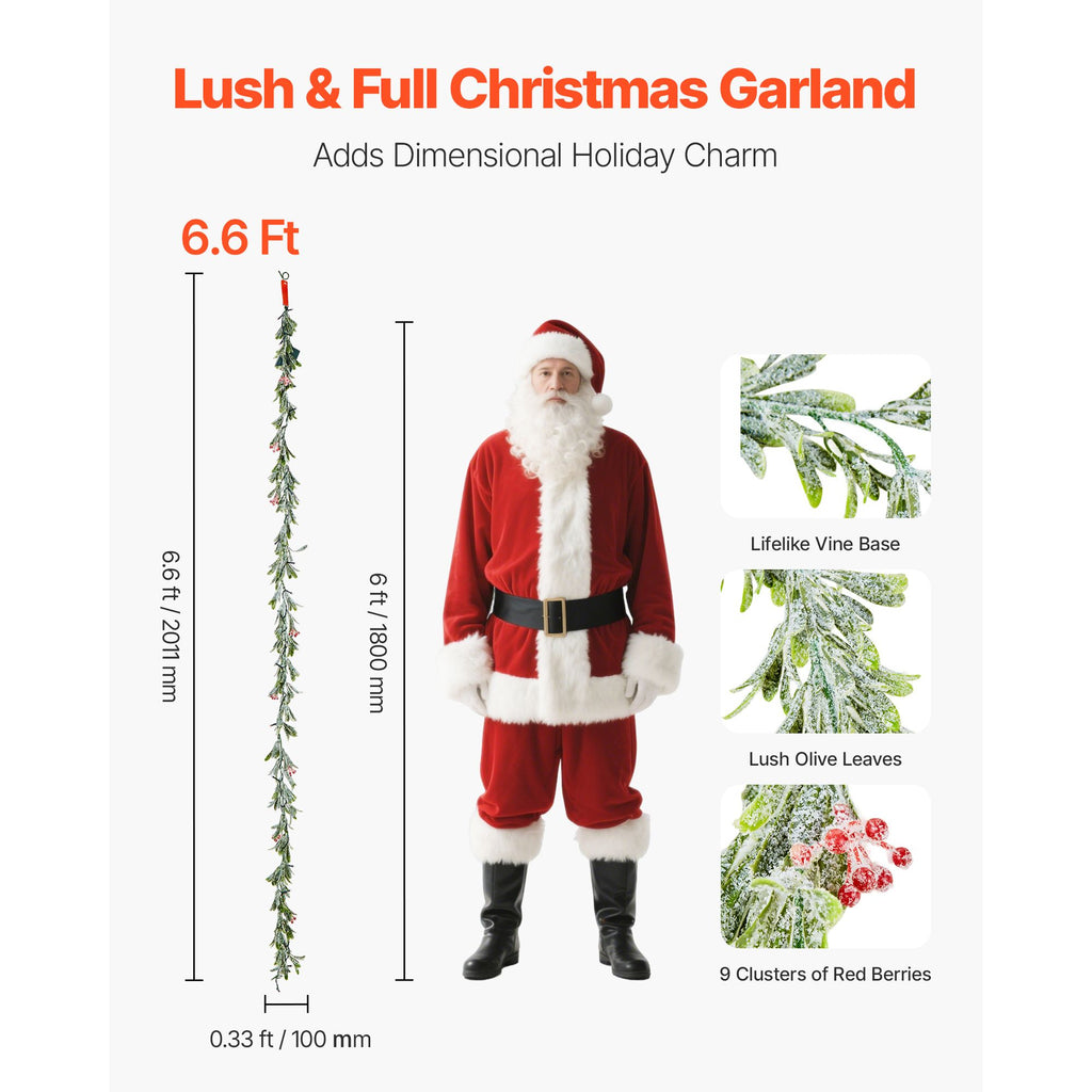 VEVOR Olive and Berry Garland with Battery LED Lights