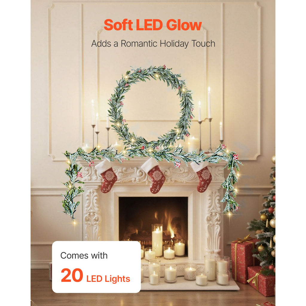 VEVOR Olive and Berry Garland with Battery LED Lights