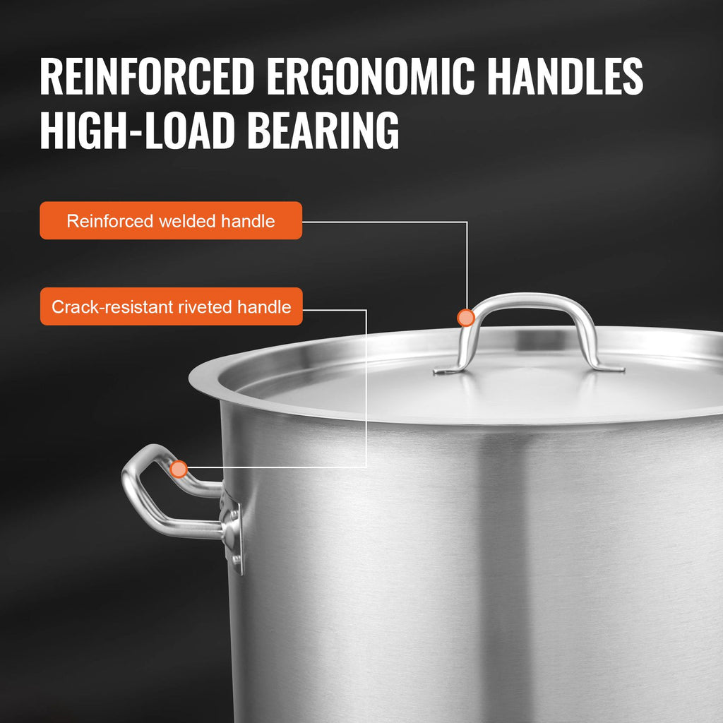 VEVOR Stainless Steel Stockpot with Lid, 42 Qt
