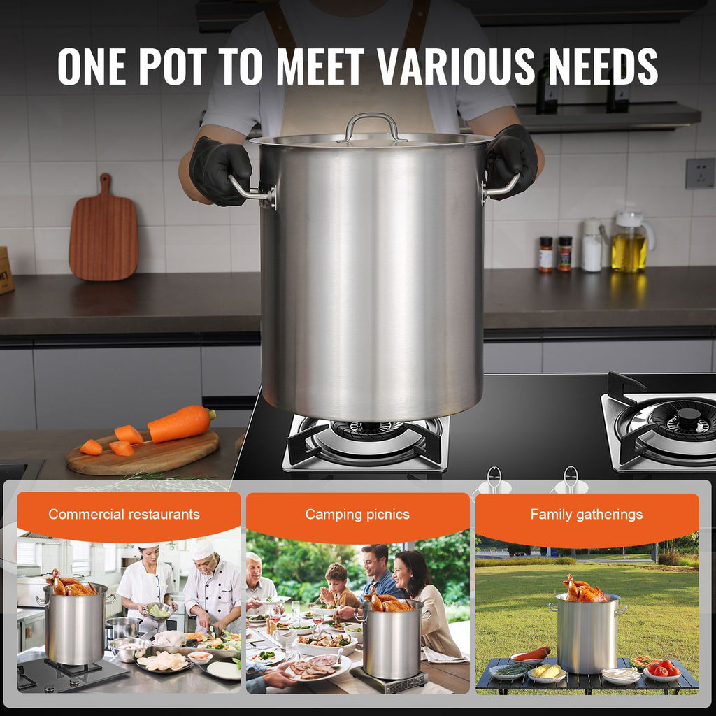 VEVOR Stainless Steel Stockpot with Lid, 42 Qt