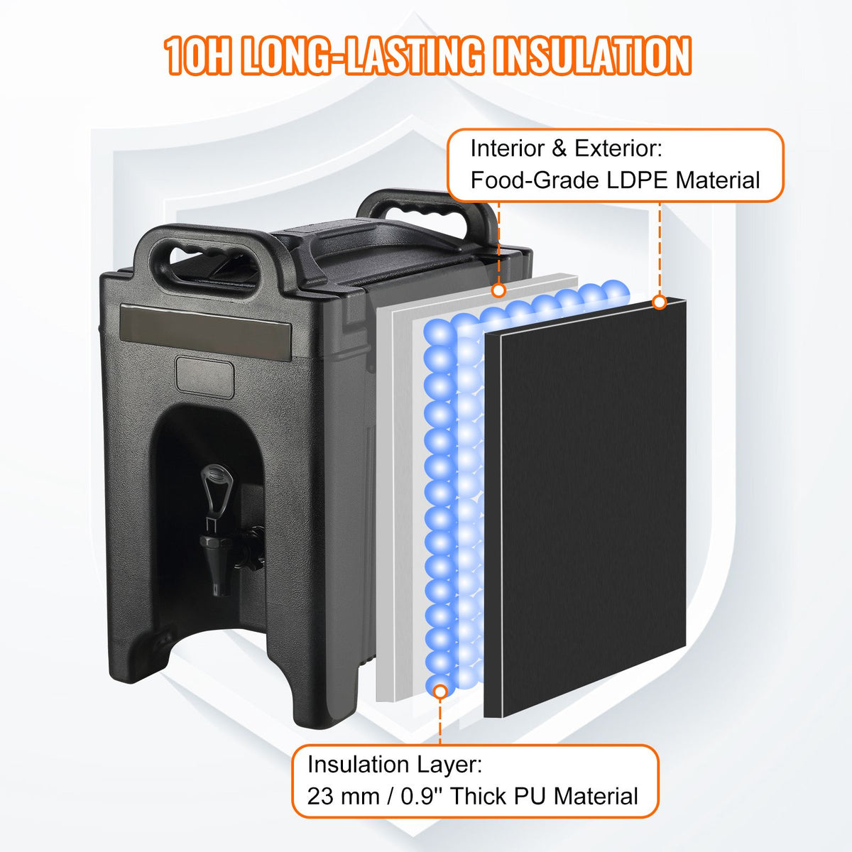 VEVOR Insulated Hot and Cold Beverage Dispenser, 9.5 L