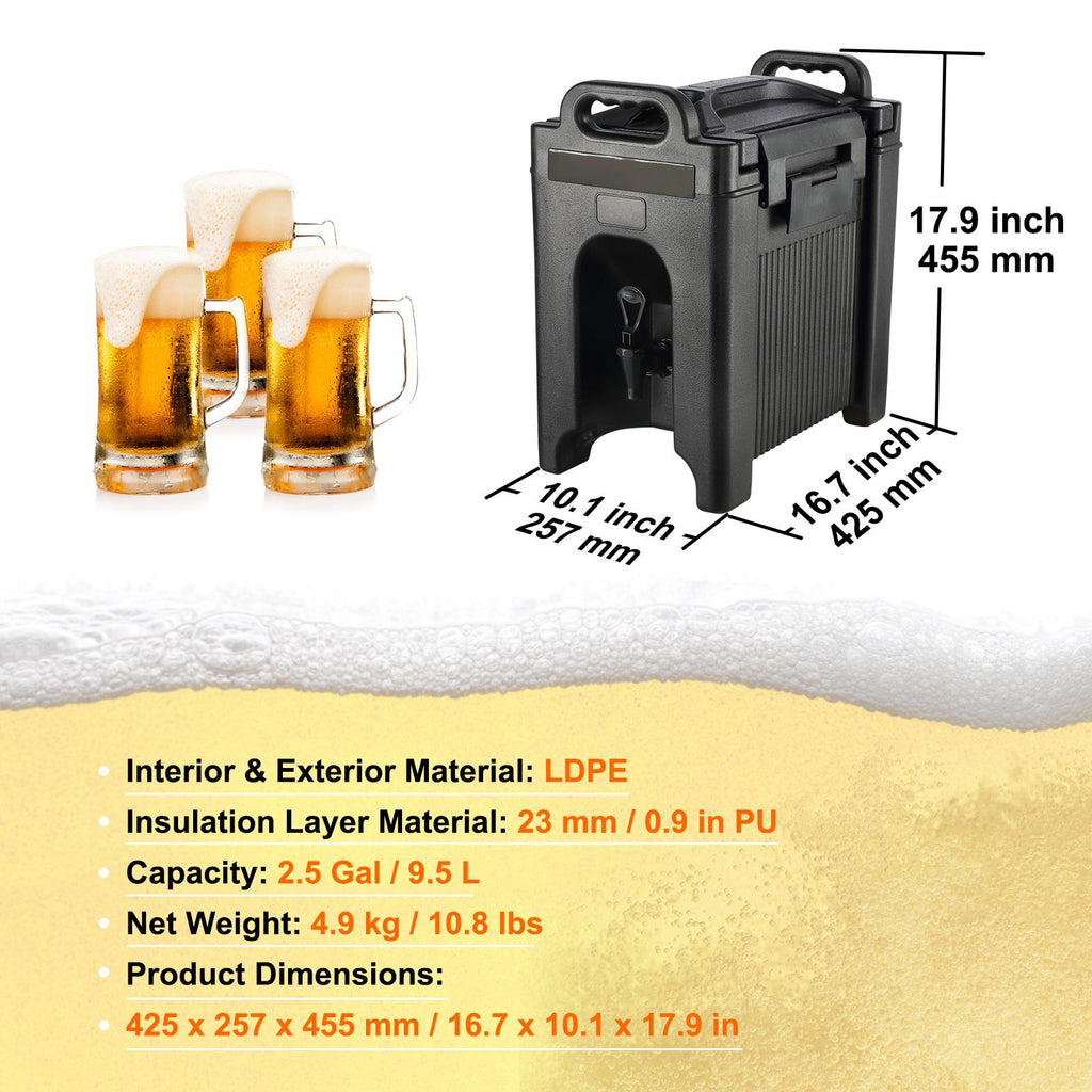 VEVOR Insulated Hot and Cold Beverage Dispenser, 9.5 L