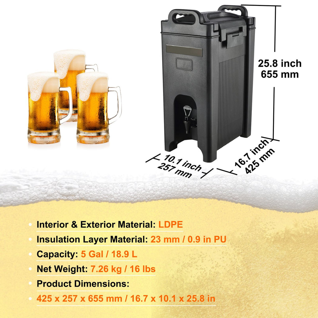 VEVOR Insulated Hot and Cold Beverage Dispenser, 18.9 L