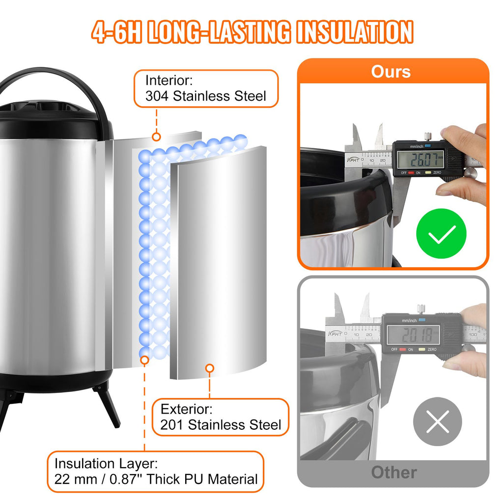 VEVOR Insulated Hot and Cold Drink Dispenser with Spigot, 9.2 L