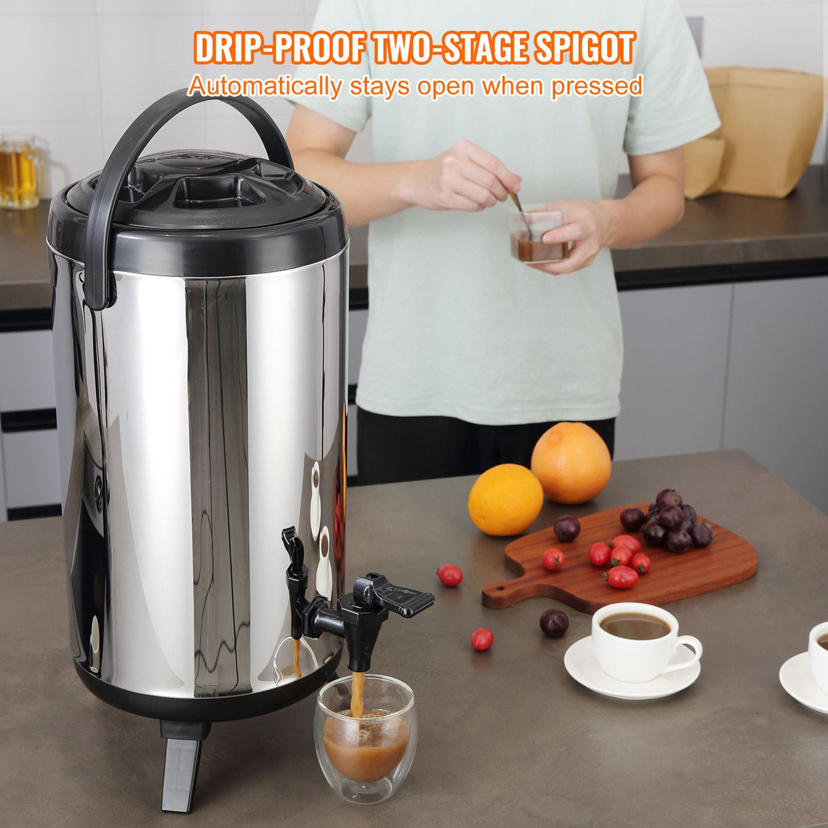 VEVOR Insulated Hot and Cold Drink Dispenser with Spigot, 9.2 L
