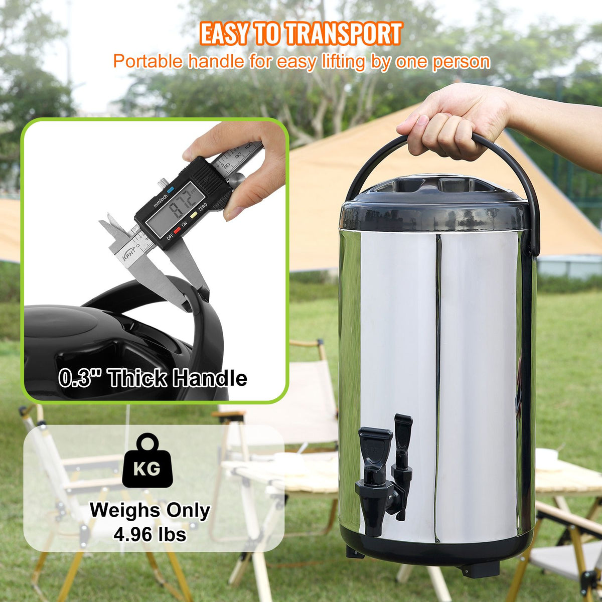 VEVOR Insulated Hot and Cold Drink Dispenser with Spigot, 9.2 L