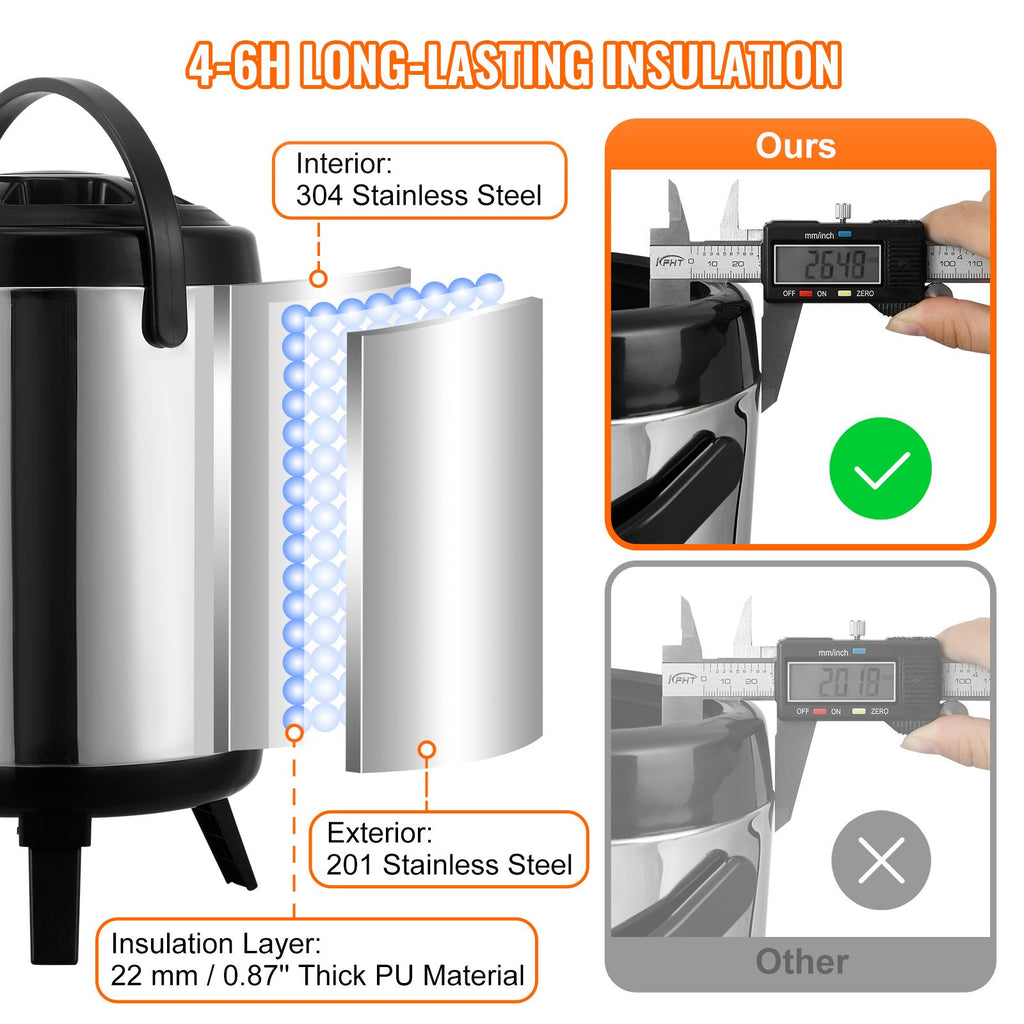 VEVOR Insulated Hot and Cold Drink Dispenser with Spigot, 6 L