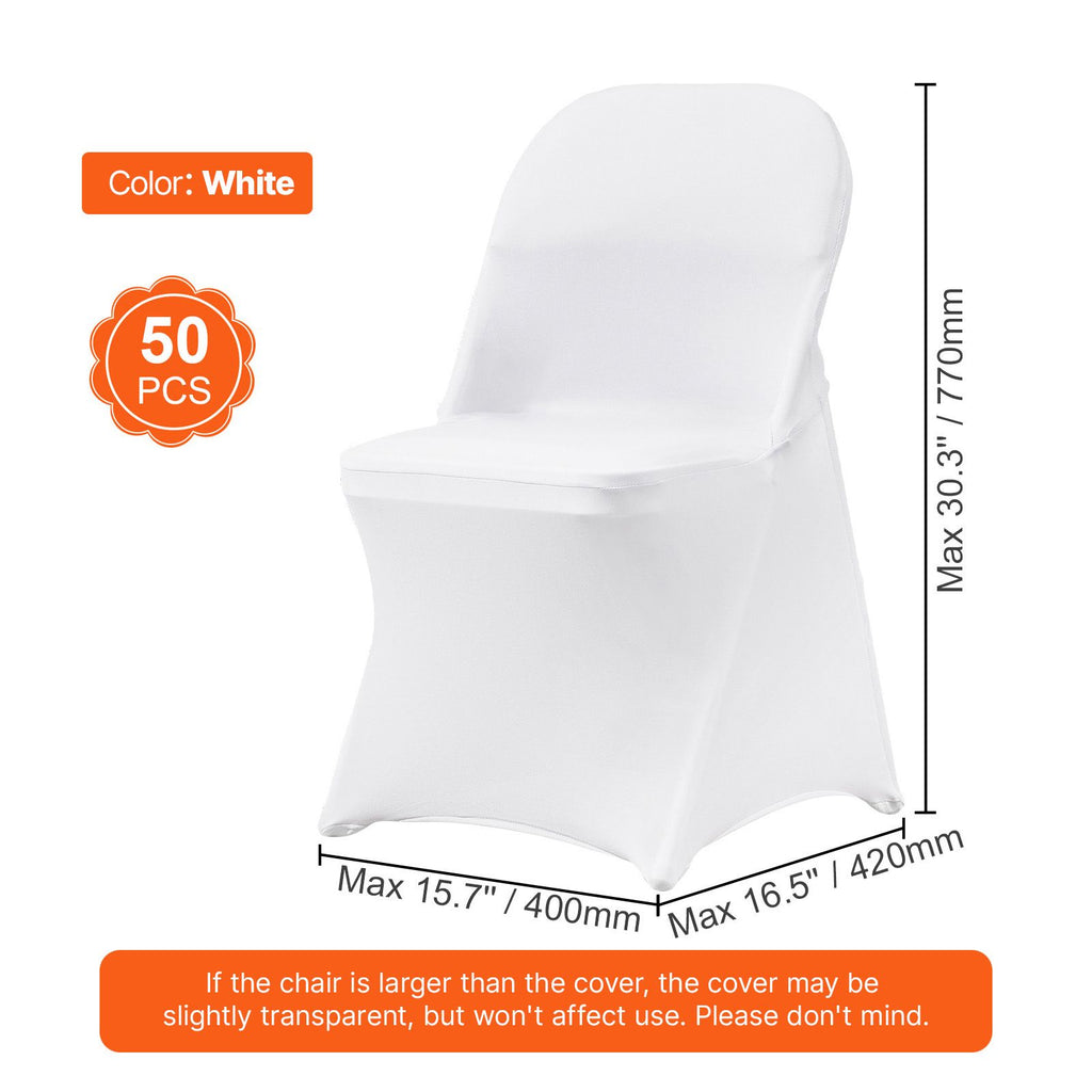 VEVOR Stretch Spandex Folding Chair Covers, White, 50 Pack