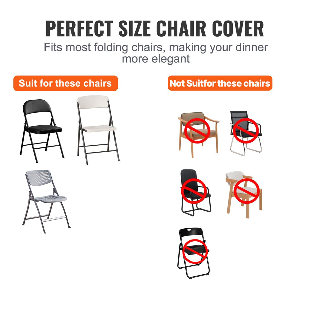 VEVOR Stretch Spandex Folding Chair Covers, Black, 100 Pack