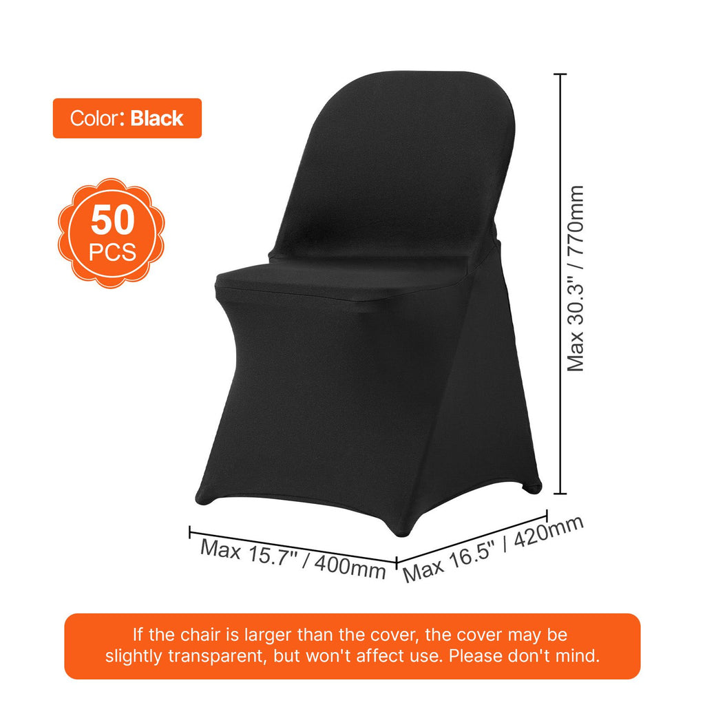 VEVOR Stretch Spandex Folding Chair Covers, Black, 50 Pack